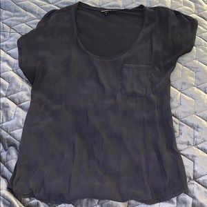 Grey suede-style pocket blouse